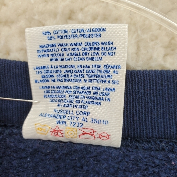 Vtg Y2K Jerzees Russell Navy Sweatshirt Mens 3XL Blank Heavyweight Normcore USA - Picture 7 of 9